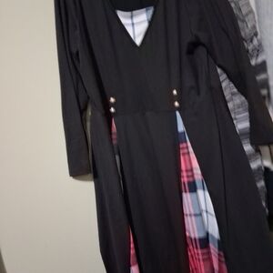 Black and Pink Plaid Kids Dress